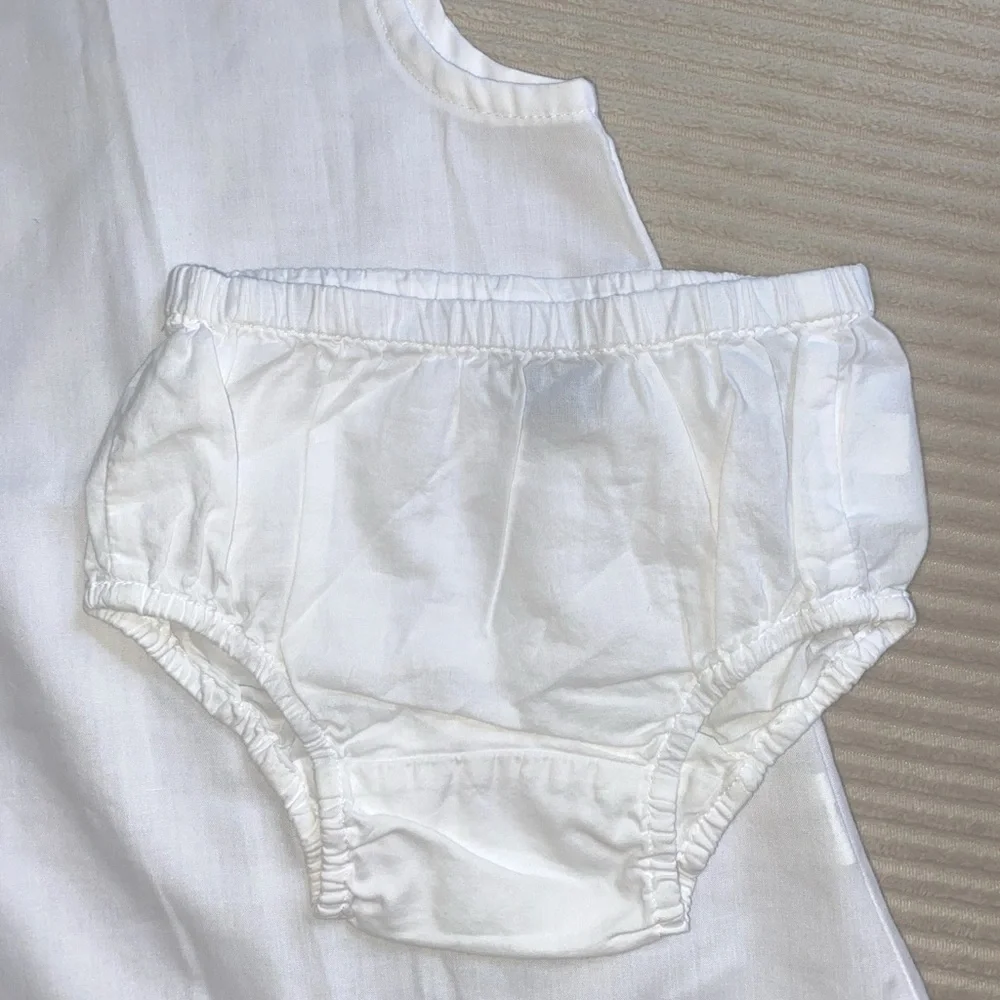 White Slip with Eyelet Trim & White Bloomers Diaper Cover